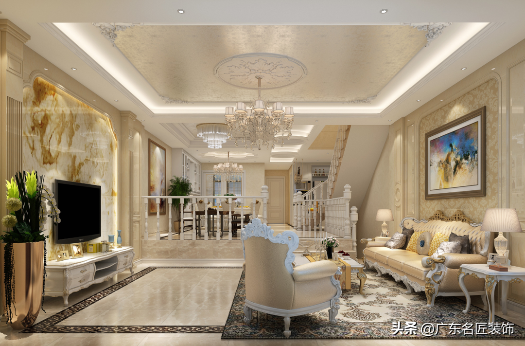 270m²欧式奢华别墅，百万级别全屋大理石筑造成功人士标配豪宅装修效果图片_3