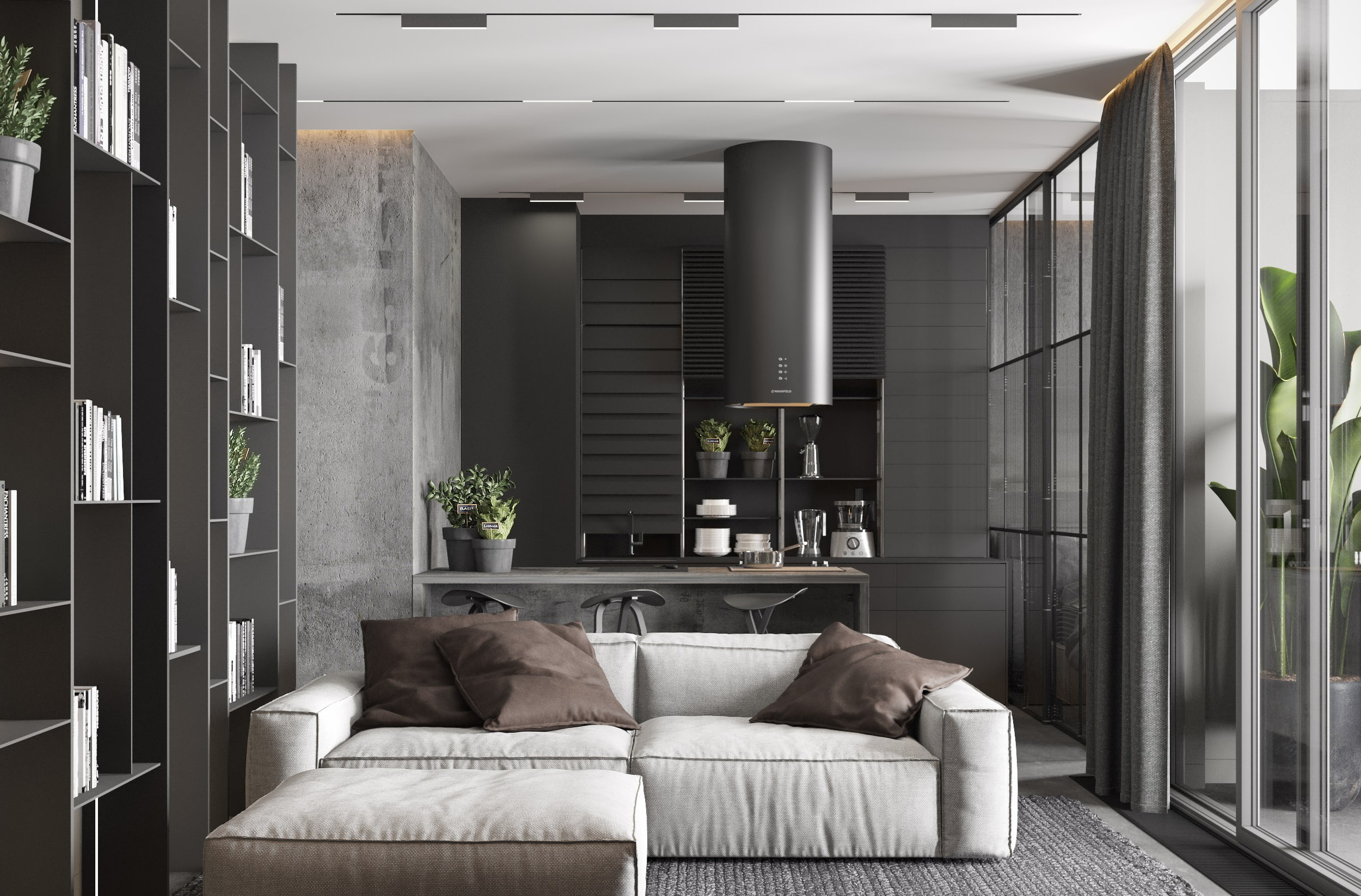 「家居设计」高级黑+工业风，帅气而个性的单身生活