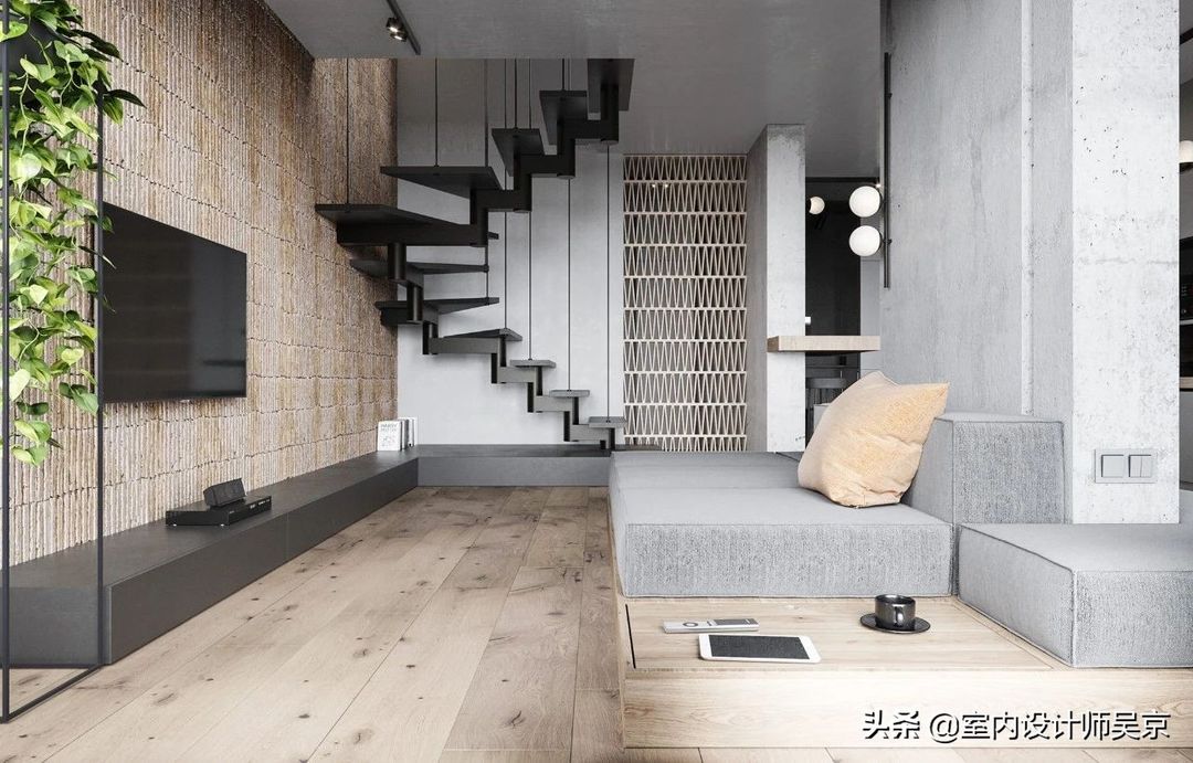 简约复式公寓，石材墙面竟如此有质感装修效果图片_3