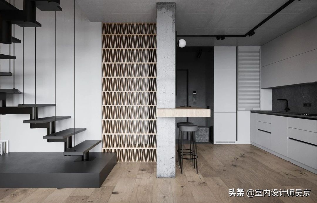 简约复式公寓，石材墙面竟如此有质感装修效果图片_8