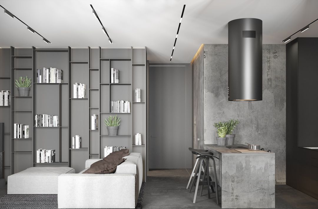 「家居设计」高级黑+工业风，帅气而个性的单身生活装修效果图片_4