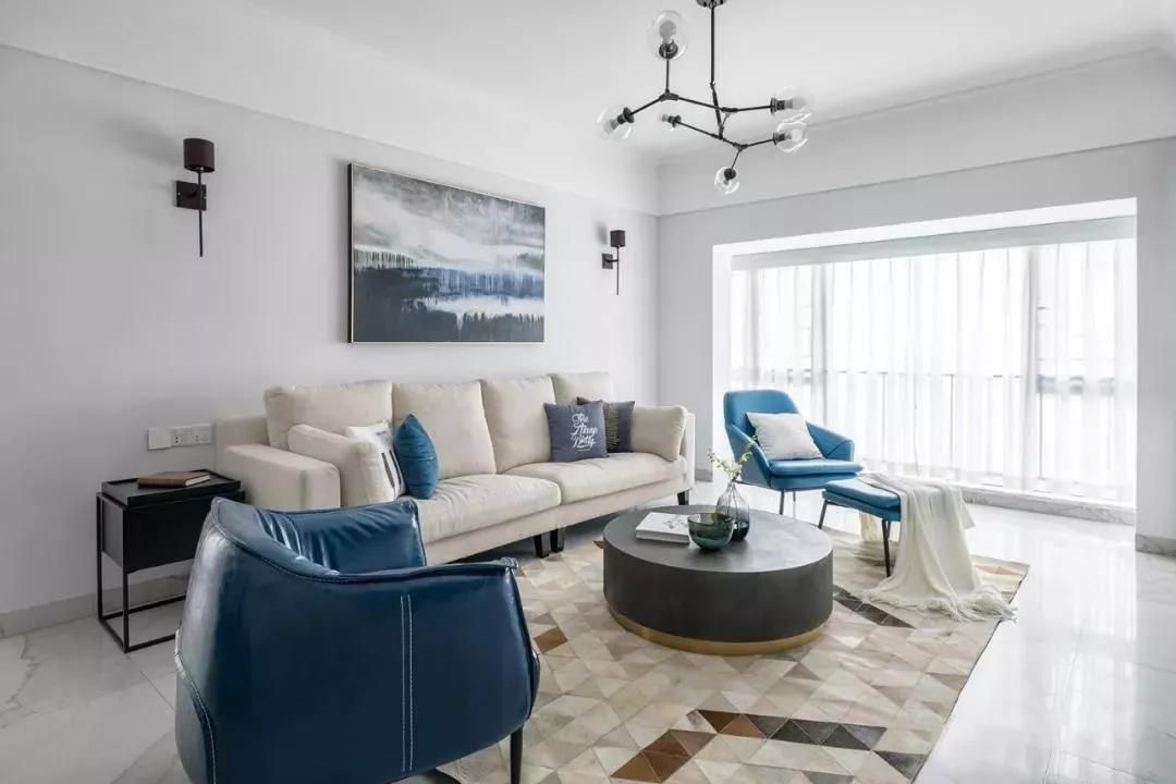 120㎡简约三居室，巧用靛蓝色，让这个家美的与众不同装修效果图片_4