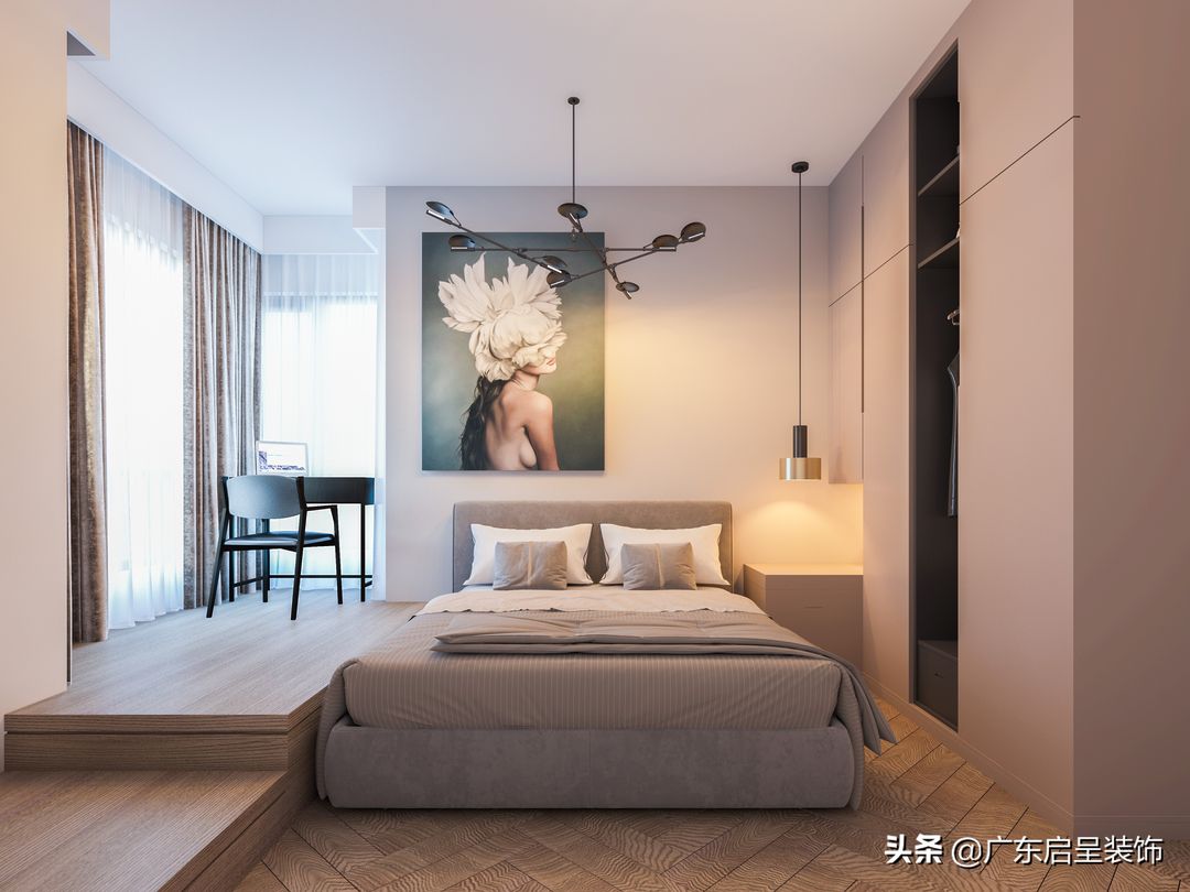 75㎡小户型的卧室就不配拥有落地窗？装修效果图片_1