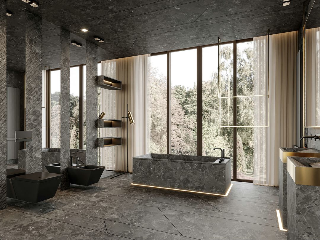 现代欧式居所，理石质感的优雅装修效果图片_8