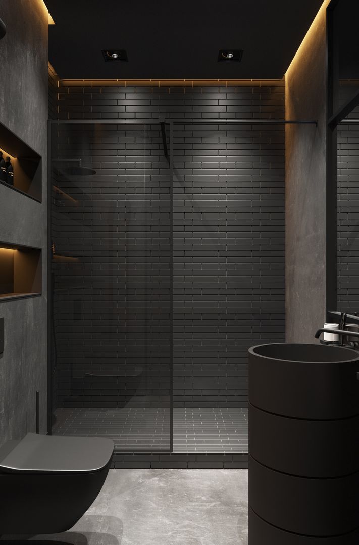 「家居设计」高级黑+工业风，帅气而个性的单身生活装修效果图片_9