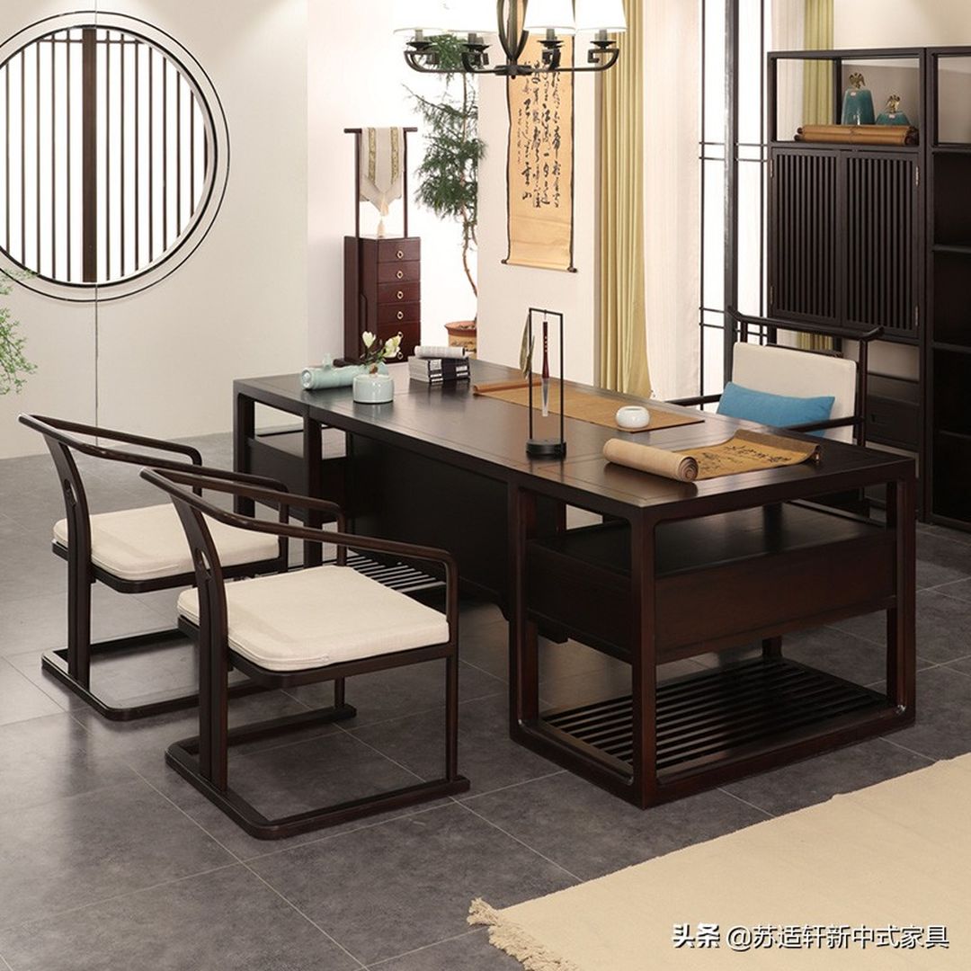 新中式办公家具 大班台；诠释东方人的情怀大班台家具装修效果图片_6