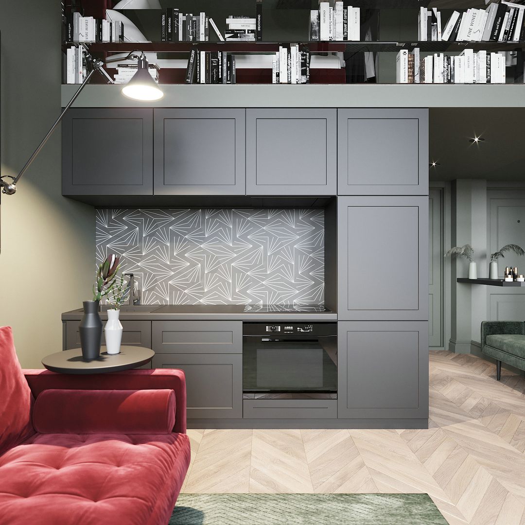 「家居设计」超精致的北欧loft小公寓 | 红绿色系的经典搭配装修效果图片_7