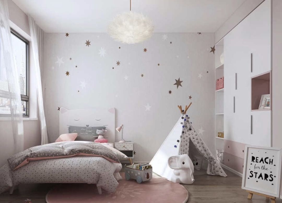 儿童房留出开放式收纳格，孩子喜欢的都展示出来装修效果图片_3