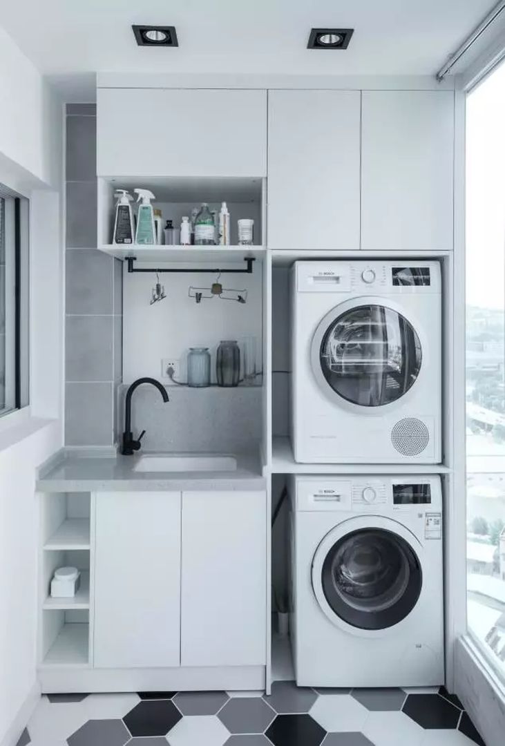 33张阳台洗衣机柜搭配，总有一款适合你家阳台装修效果图片_2