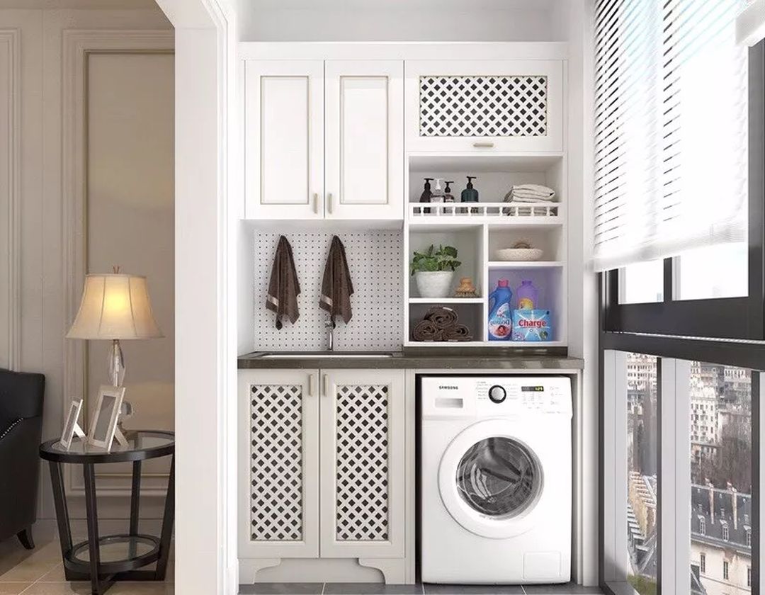 33张阳台洗衣机柜搭配，总有一款适合你家阳台装修效果图片_31