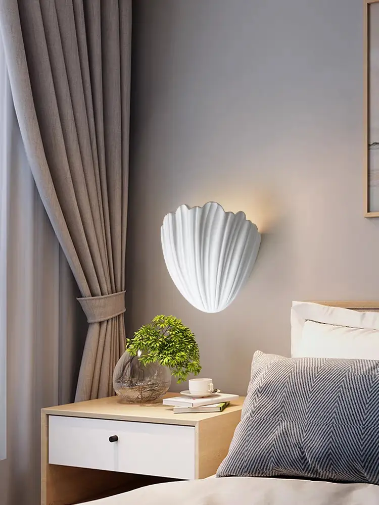 北欧后现代客厅书房卧室床头贝壳壁灯图片_1