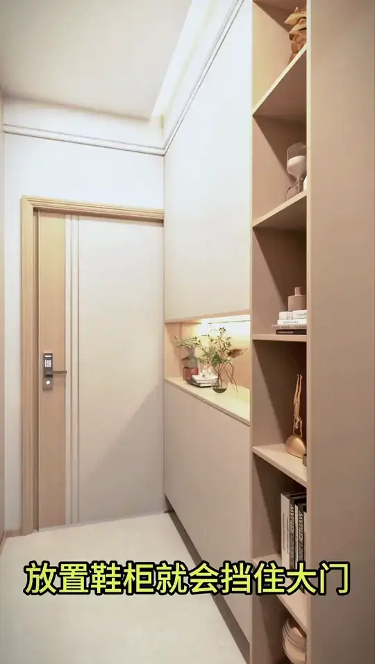 大门玄关宽度太小，鞋柜挡住大门怎么办？